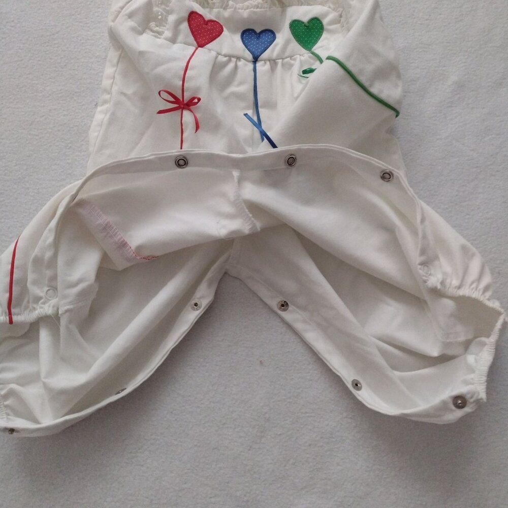 Vintage Heart Balloon Embroidered Onesies 12M Cute Cotton Blend Outfit - Picture 6 of 9